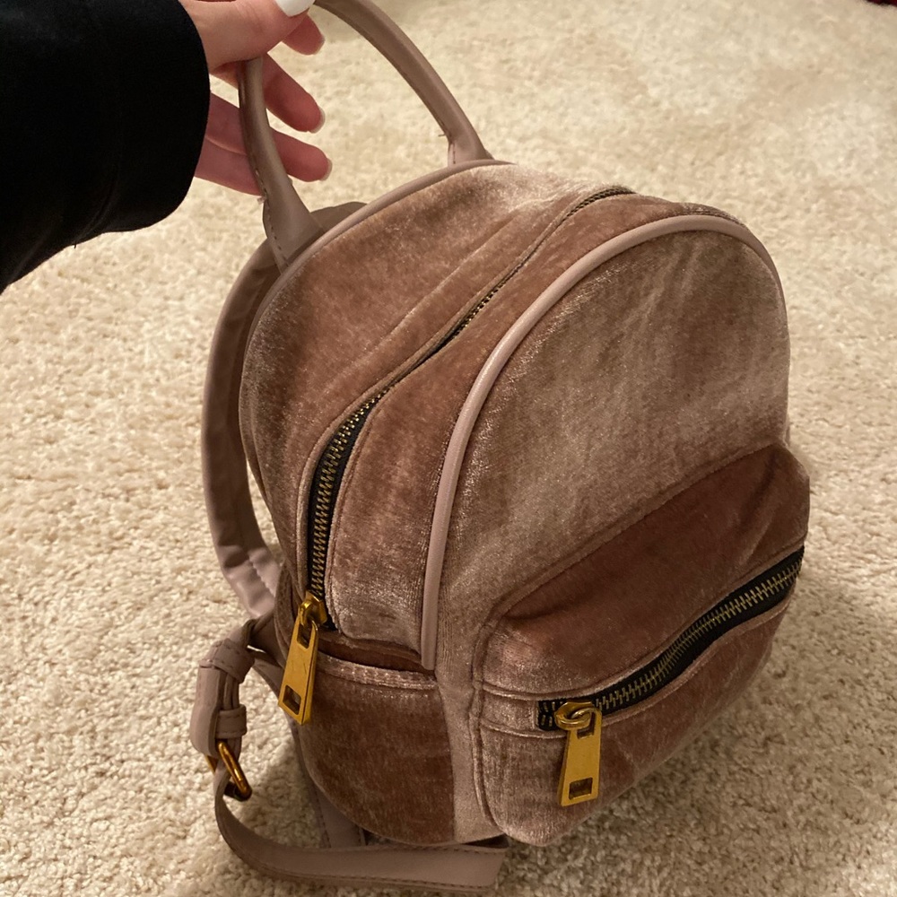 Velvet light-pink Mini Backpack